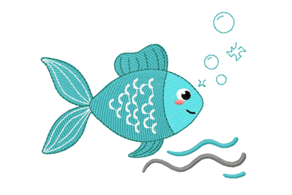 Cute Fish Embroidery Design β Ocean Kids