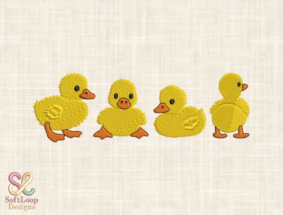 Cute Fluffy Ducklings Embroidery