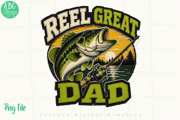 Reel Great Dad Fishing Embroidery PNG