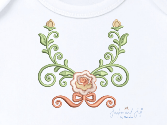 Shabby Chic Rose Floral Frame Embroidery